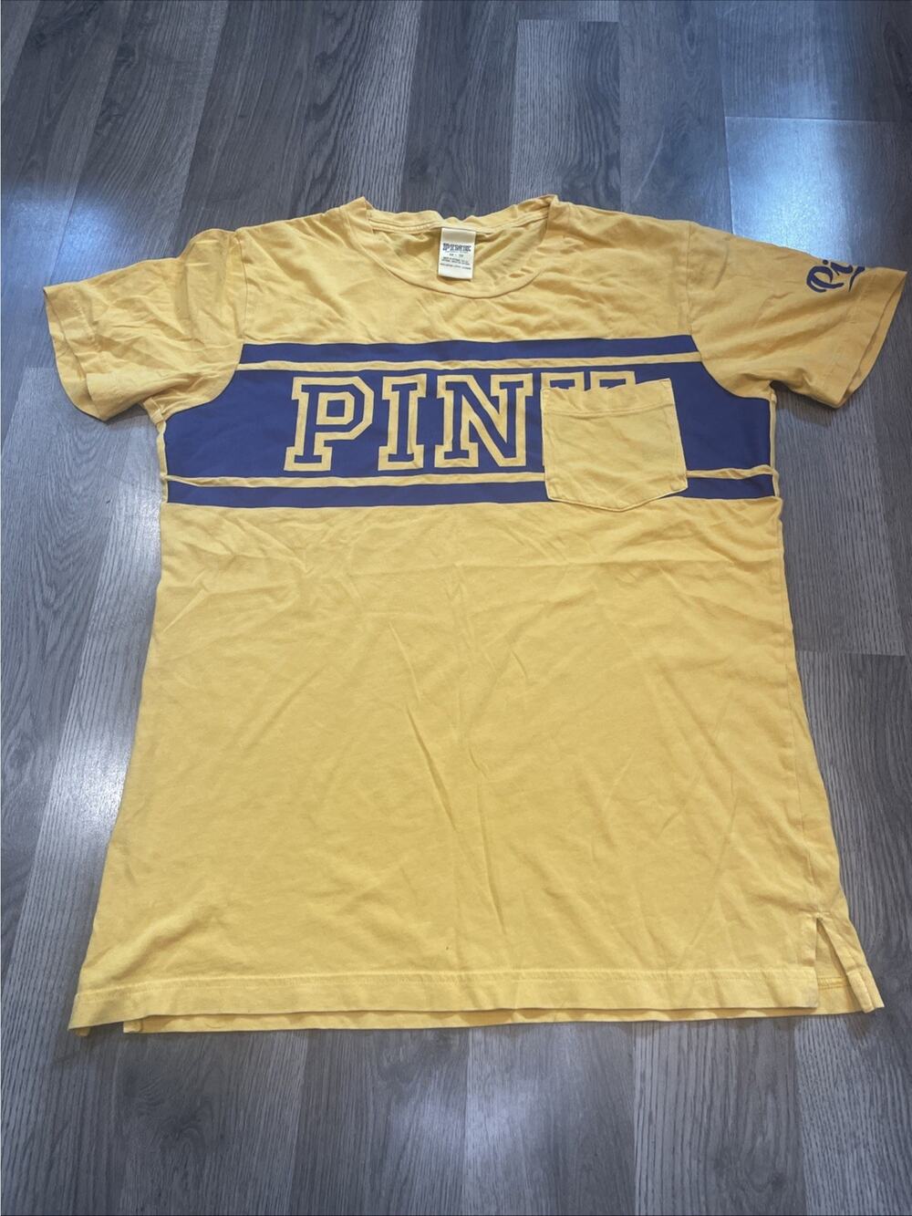 Pink Victoria Secret T-shirt Women’s Xtra Small Yellow and Dark Blue